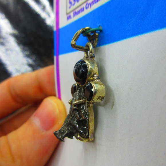 Meteorite Smoky Quartz & Onyx Sterling Silver .925 Gemstone Pendant - Picture 4 of 5